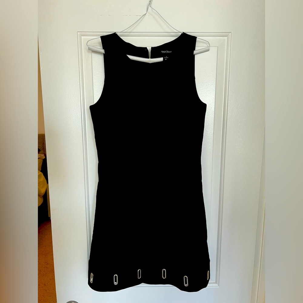 White House Black Market Shift Dress with silver accents at bottom size 4